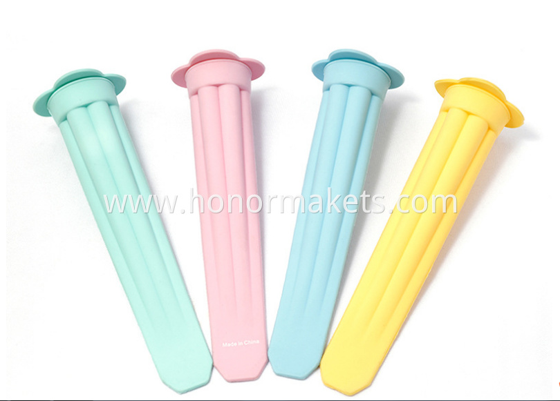 LD-Y017A Diy reusable silicone ice cream popsicle mold with food grade flower shape lid